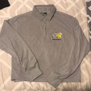 Grey, long sleeved casual polo